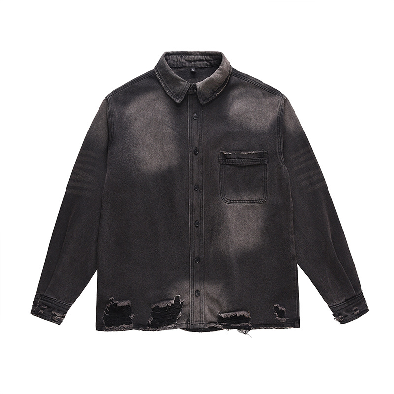 Street Fashion Jacket - Chaqueta vaquera rasgada para hombre, estilo