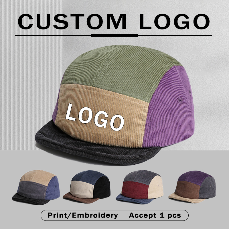 Corduroy Cap 5 Panel - Gorras de Béisbol Retro de Pana