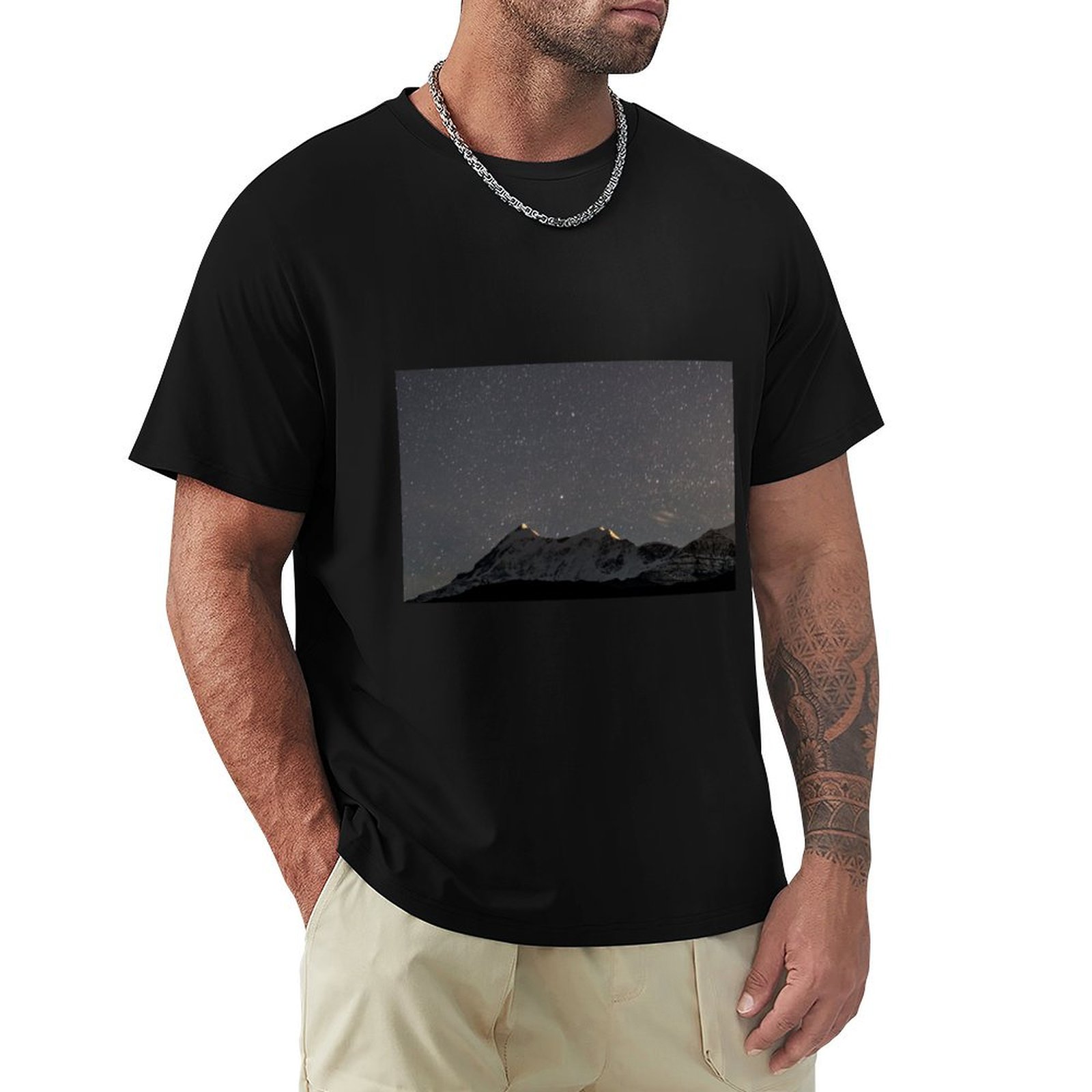 Street Fashion India - Camiseta con estampado de estrellas trishul