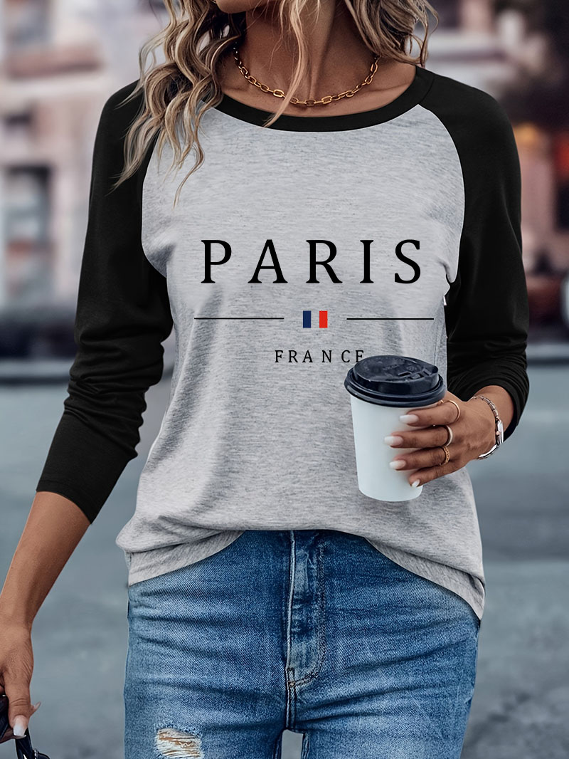 Street Fashion Paris - Camiseta informal de manga larga con