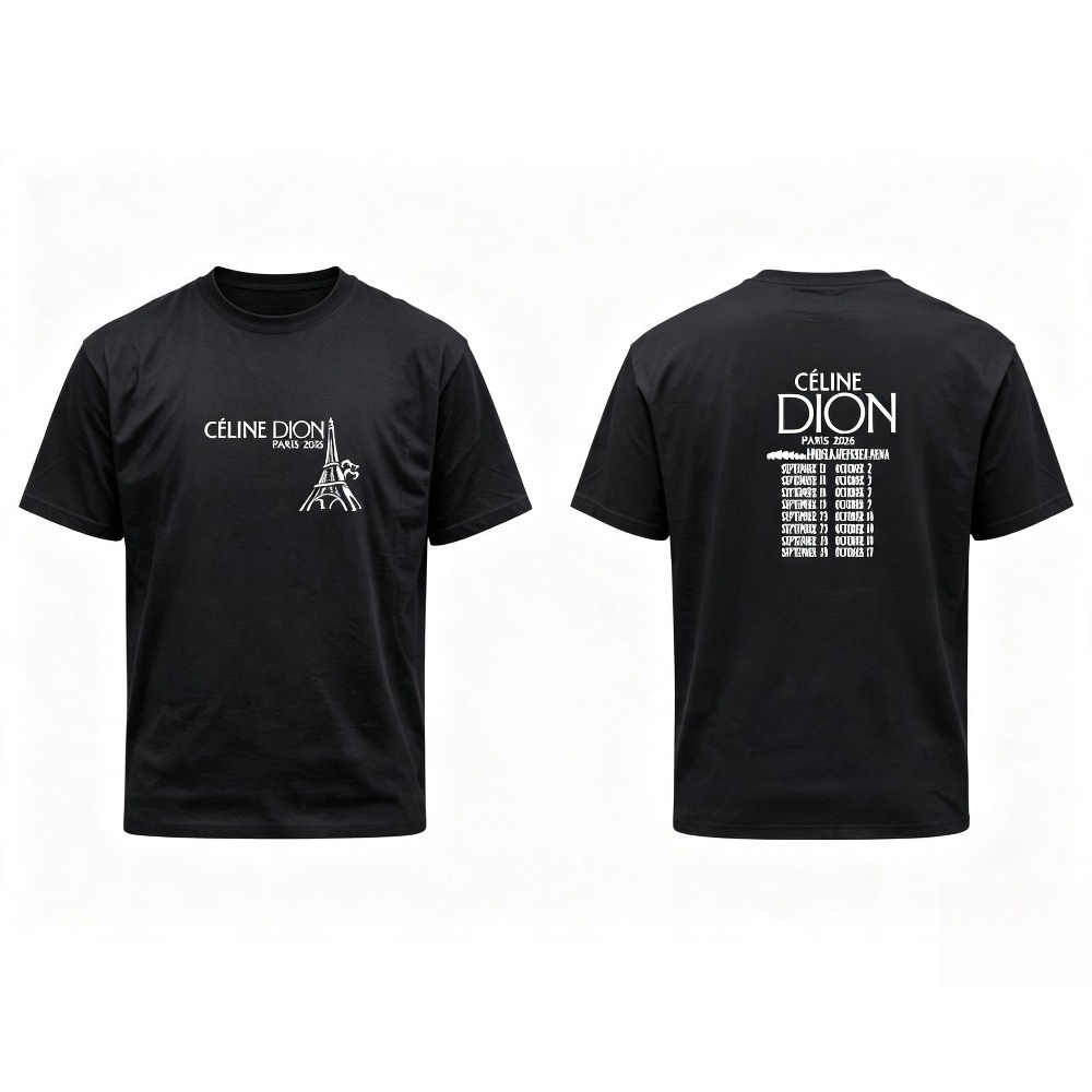 Camiseta de la gira de Celine  - Street Fashion Paris reseña y precio